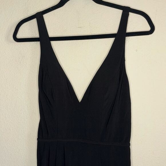 IEENA FOR MAC DUGGAL Black Plunge Neck High Slit Gown Dress Size 4 Formal - Picture 5 of 14